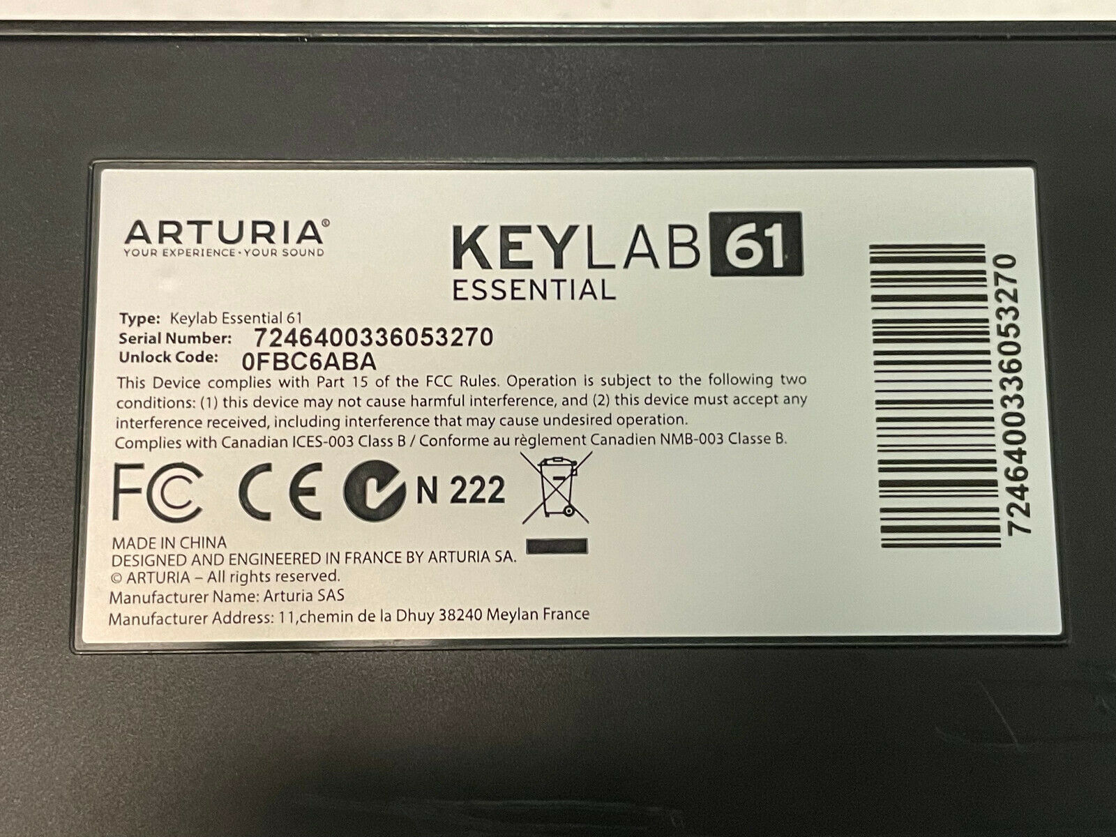 ARTURIA KEYLAB ESSENTIAL 61 MIDI KEYBOARD CONTROLLER GREAT USED CONDITION - Fresh Stock Dated February 2026
