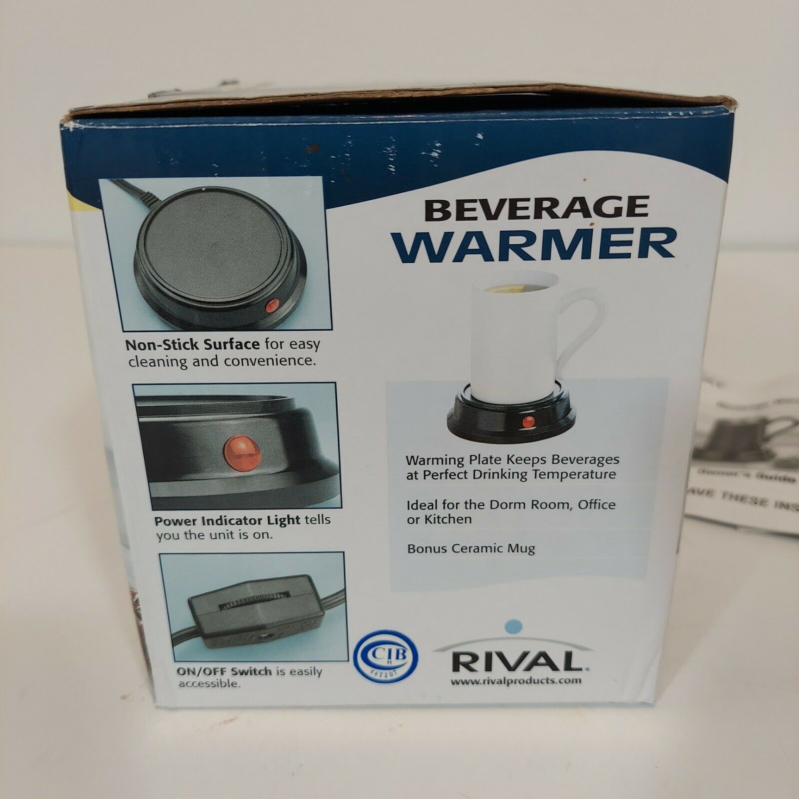 Rival Electric Beverage Warmer 2 Piece Set 8oz White Mug & Black Warming Plate - Fresh Stock Dated February 2026