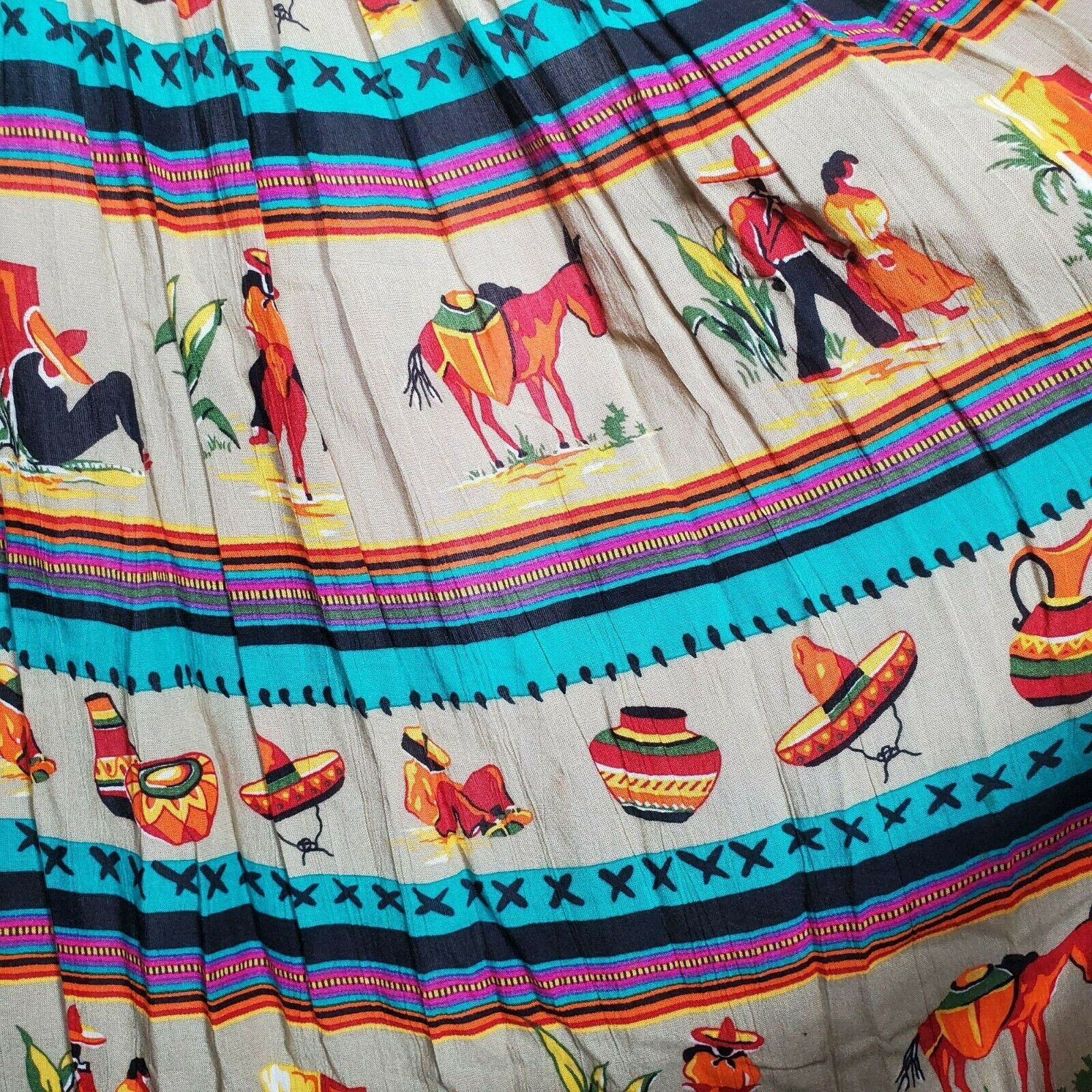vintage 80s mexican print midi skirt size large - Fresh Stock Dated December 2025