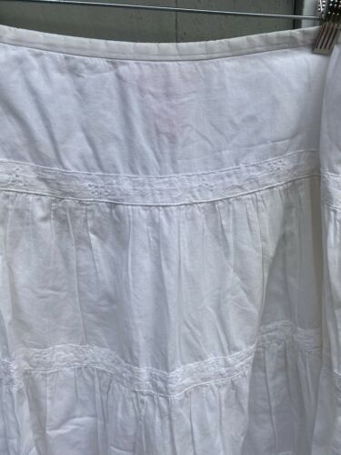 Vintage White Cotton  Prairie Skirt Sz 8 White  Long Eyelet Ruffle Trim - Fresh Stock Dated February 2026