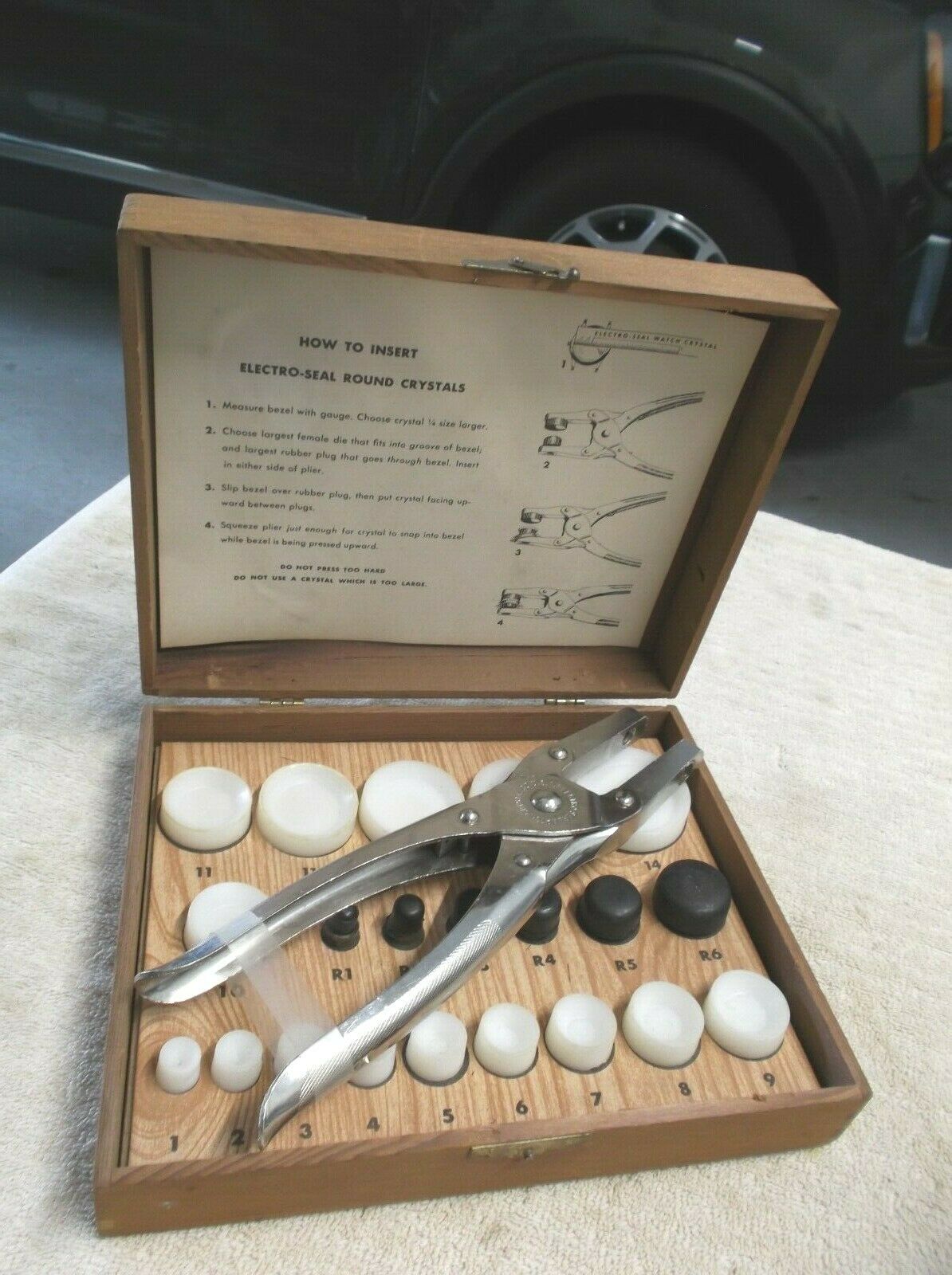 Complete Vintage USA>ELECTRO-GLAS< SEAL Watchmakers CRYSTAL INSERTING TOOL-W/Box - Fresh Stock Dated December 2025