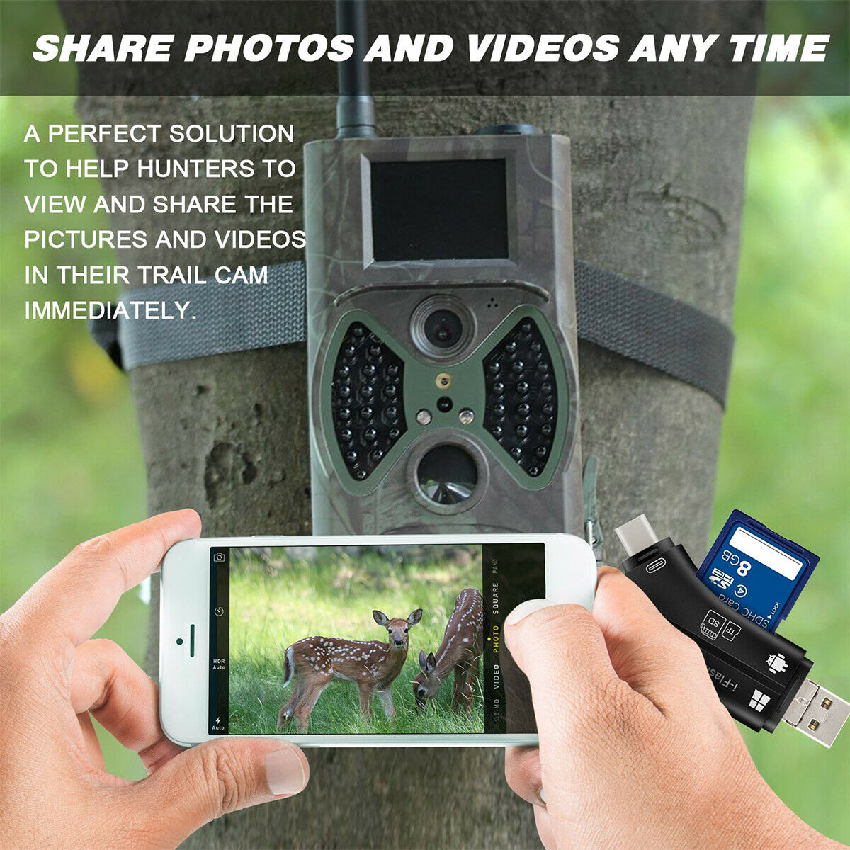 4-IN-1 SD TF Card Trail Camera Viewer Reader for iPhone iPad Mac & Android New - Fresh Stock Dated February 2026
