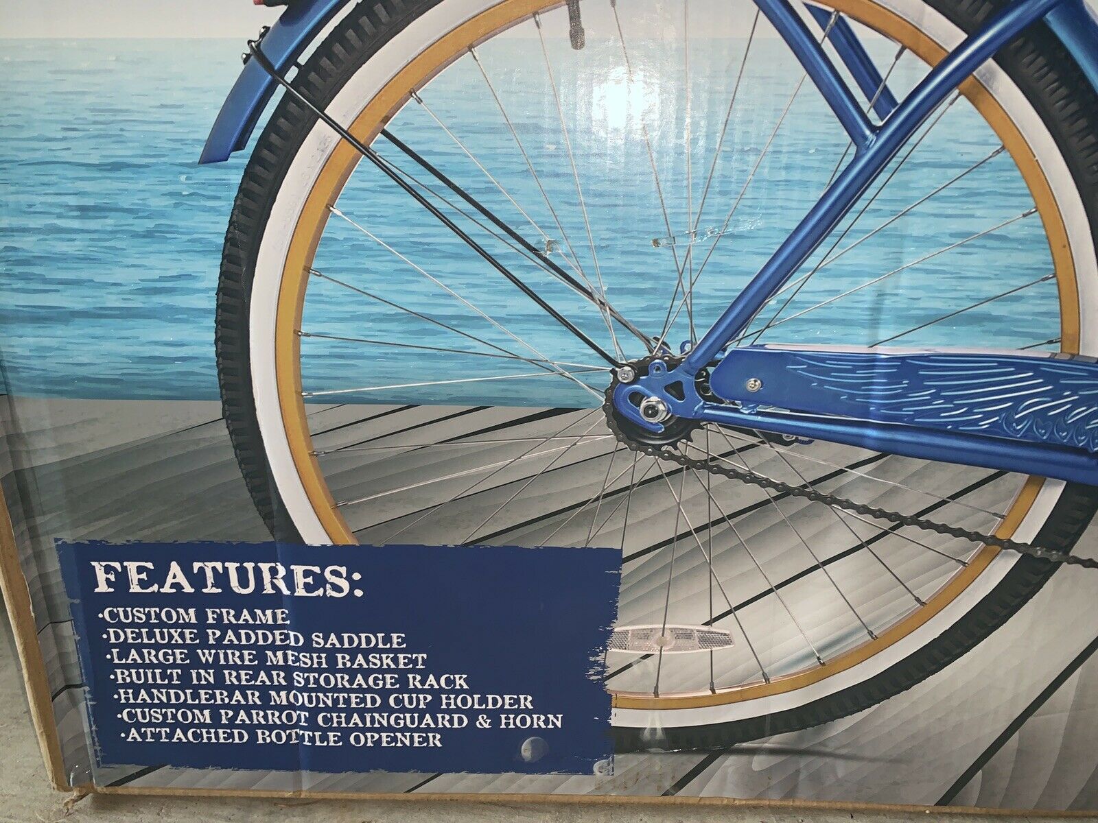 NIB Margaritaville Blue 26” Cruiser Bicycle Bike Model #52615 - Fresh Stock Dated February 2026
