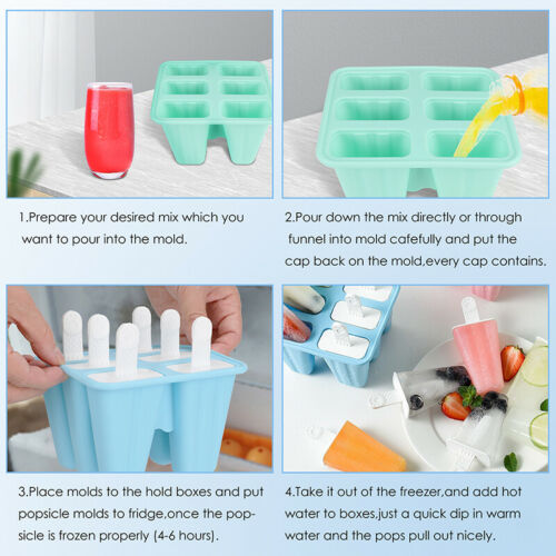 Homemade Popsicle Molds Shapes, Silicone Frozen Ice Popsicle Maker-BPA Free NEW - Fresh Stock Dated December 2025