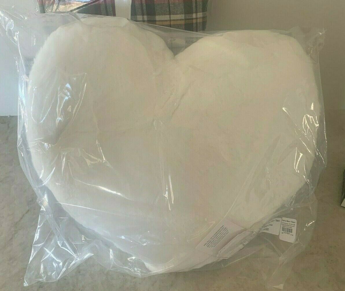 Pottery Barn Teen bunny faux fur HEART pillow IVORY - Fresh Stock Dated December 2025