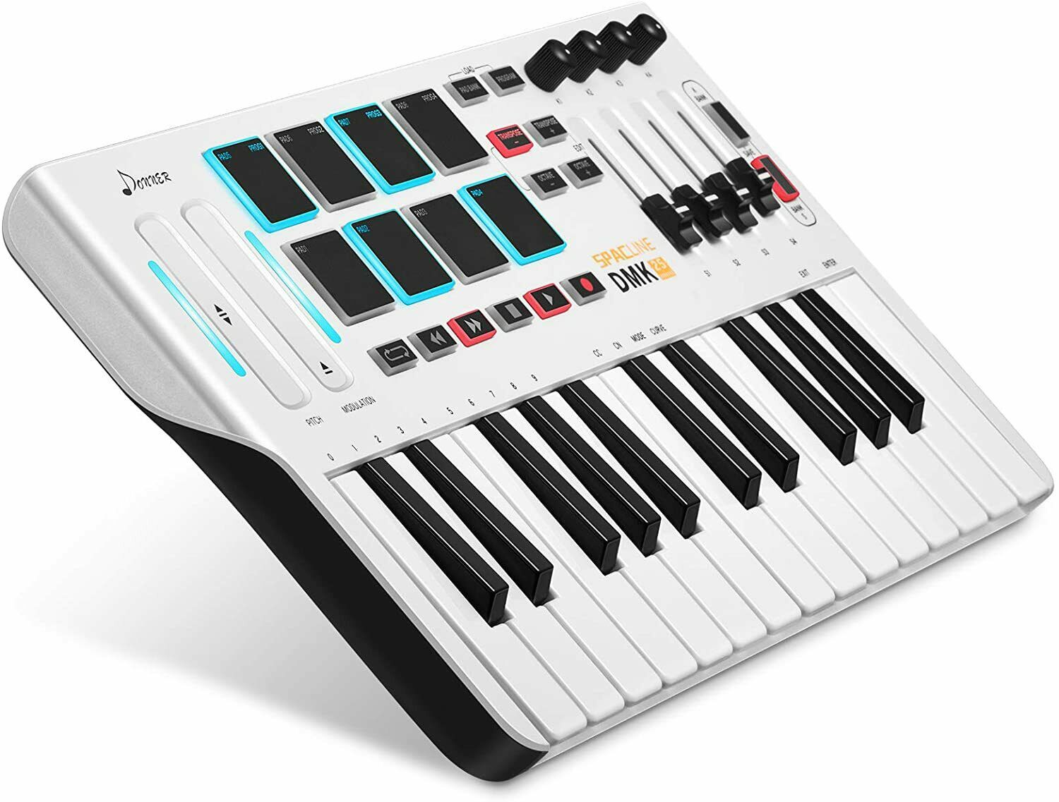 Donner Mini MIDI Keyboard Controller 25-Key with 8 Drum Pad Portable Light White - Fresh Stock Dated February 2026