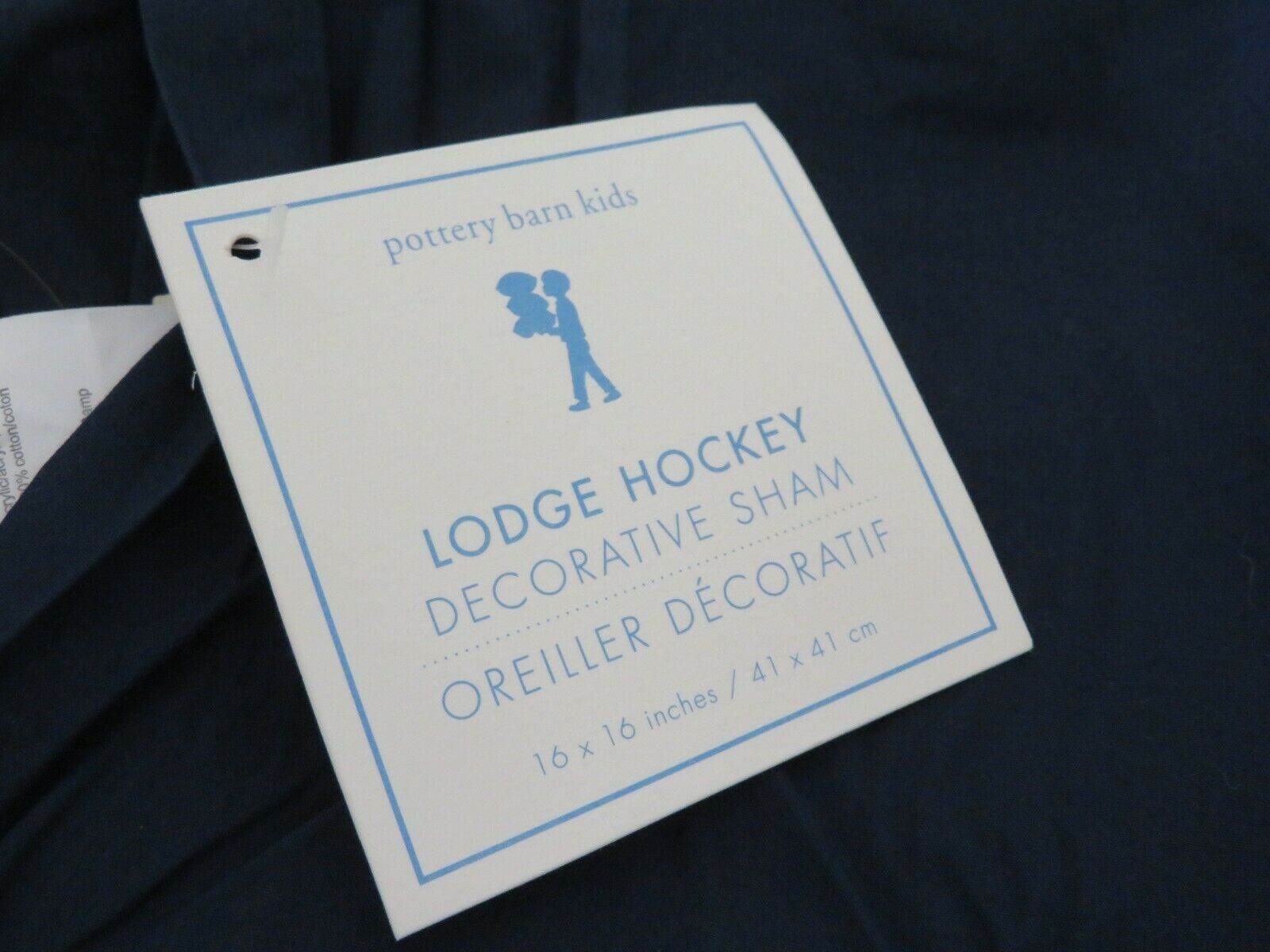 POTTERY BARN KIDS LODGE HOCKEY SHAM PILLOW COVER NEW 16 BY 16 INCH - Fresh Stock Dated December 2025