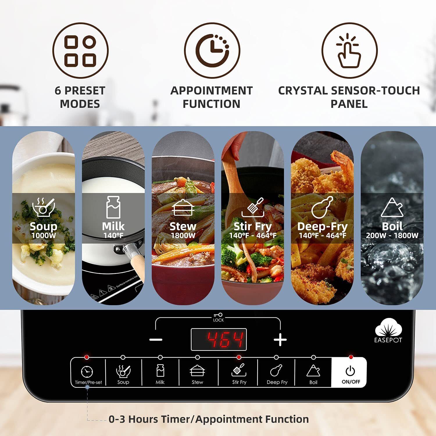 Induction Hob Portable Digital Hot Plate Electric Touch Control Child Lock Timer - Fresh Stock Dated February 2026