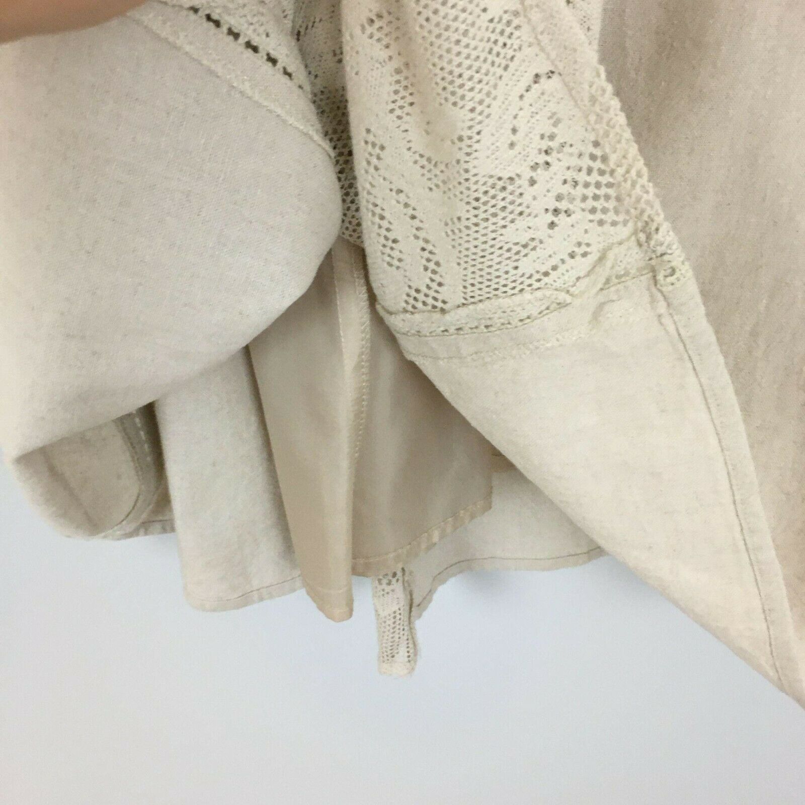 Coldwater Creek Skirt M Beige Linen Lace Lined Midi Cottagecore Full Peasant - Fresh Stock Dated February 2026