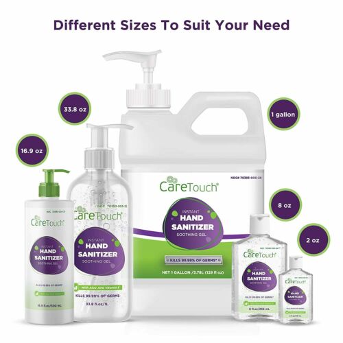 Care Touch Instant Hand Sanitizer Gel with Vitamin E and Aloe Vera, 2 Gallon - Fresh Stock Dated February 2026