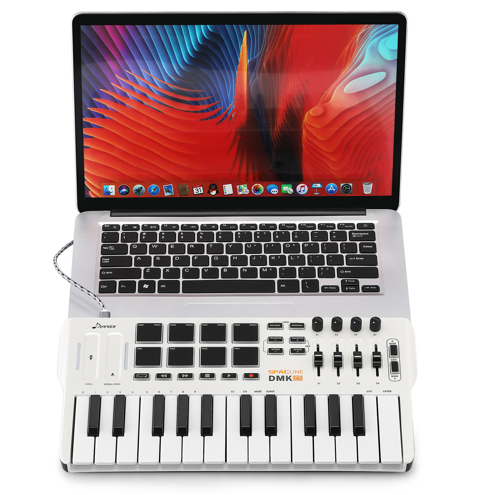 Donner Mini MIDI Keyboard Controller 25-Key with 8 Drum Pad Portable Light White - Fresh Stock Dated February 2026