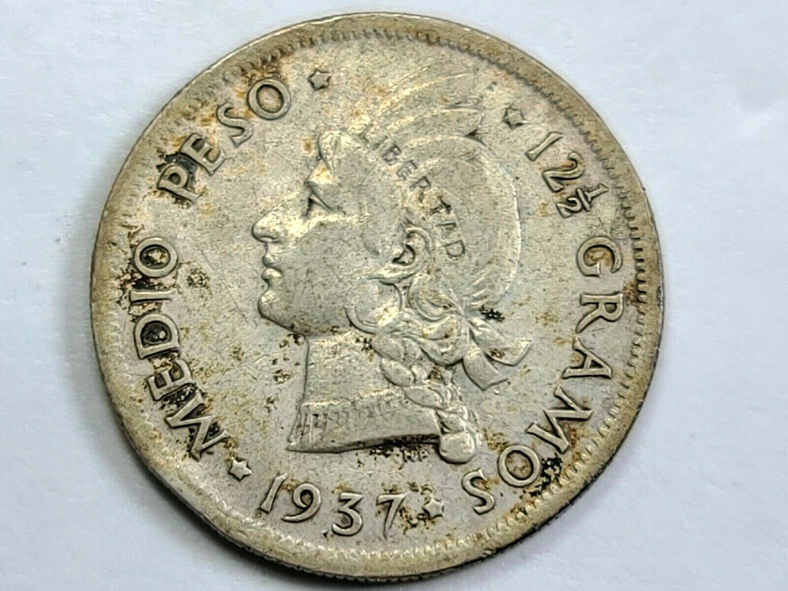 1937 Dominican Republic Silver 1/2 Half Peso ☆Low 500K Mintage☆  BXD5 - Fresh Stock Dated December 2025