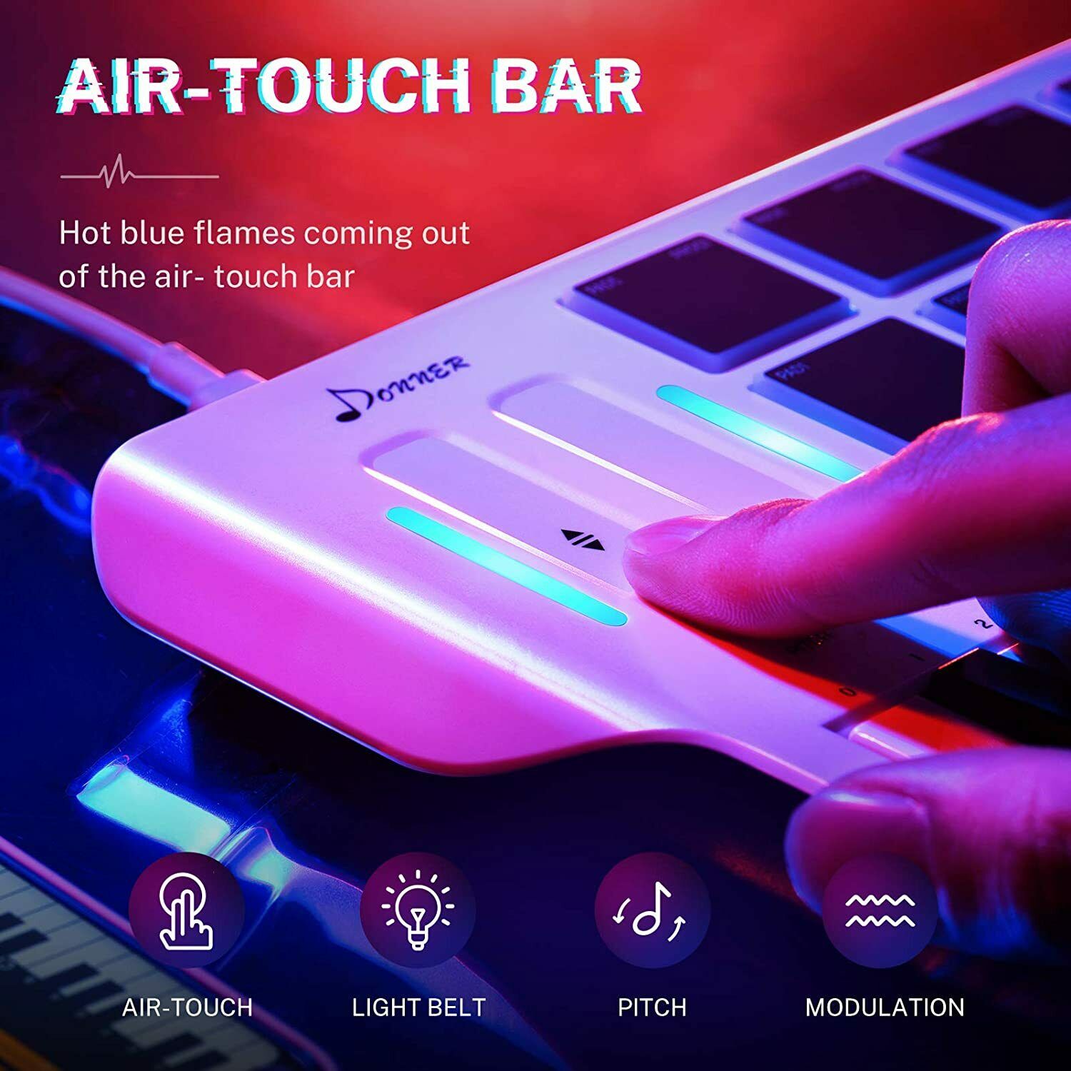 Donner Mini MIDI Keyboard Controller 25-Key with 8 Drum Pad Portable Light White - Fresh Stock Dated February 2026