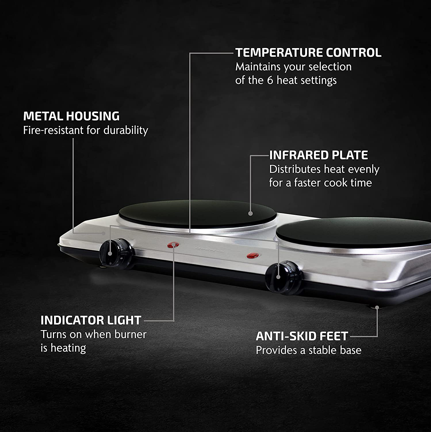 Electric Cooktop Burner Infrared Ceramic Glass Hot Plate 2 Two Cooking Stove - Fresh Stock Dated February 2026