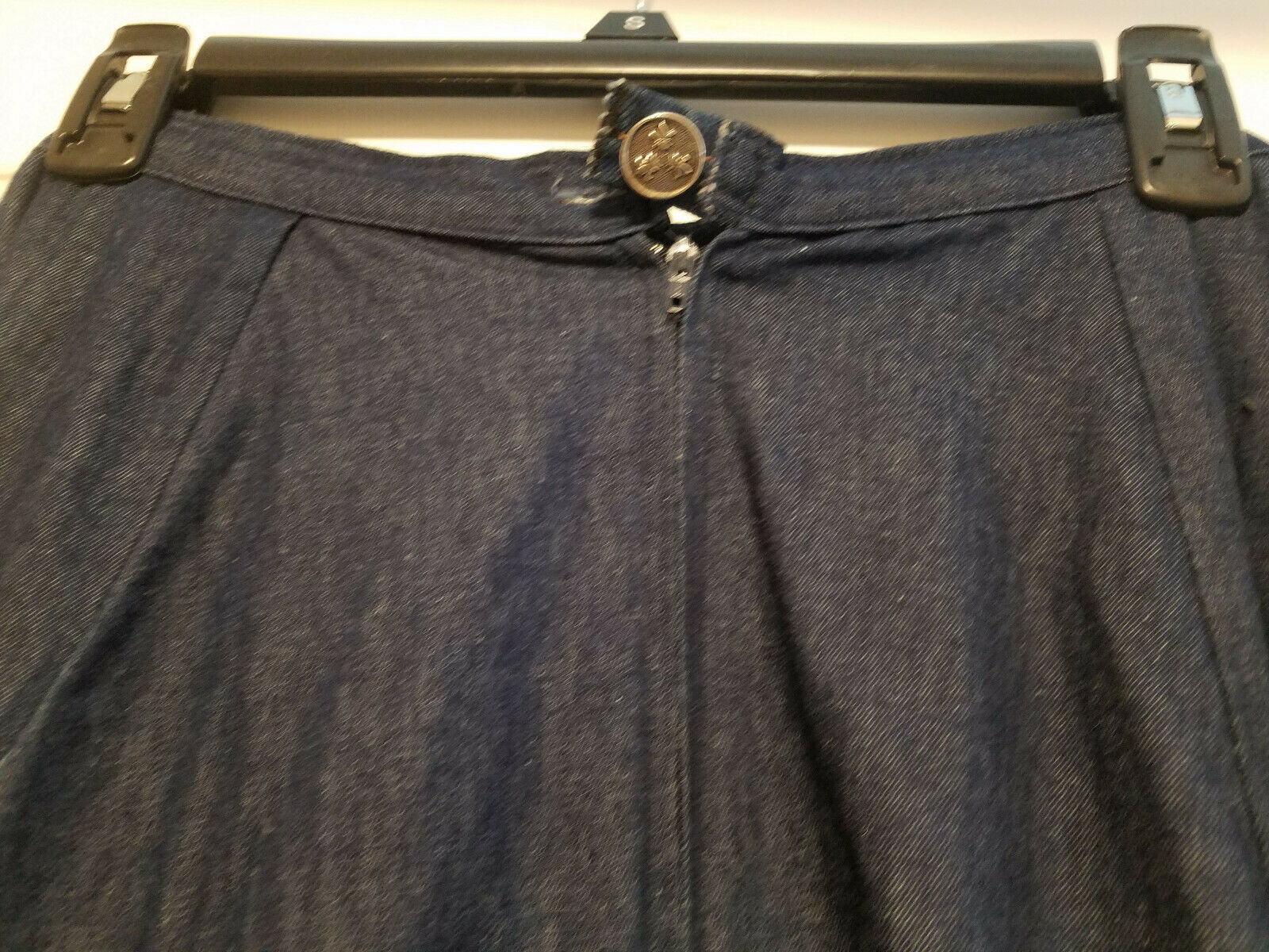 Vtg Faux Blue Jean Full Ruffled Boho Prairie Western Skirt 26