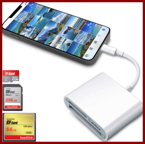 Denicmic SD CF Card Reader Compatible W Iphone Ipad TF Memory Adapter Digital Ca - Fresh Stock Dated February 2026
