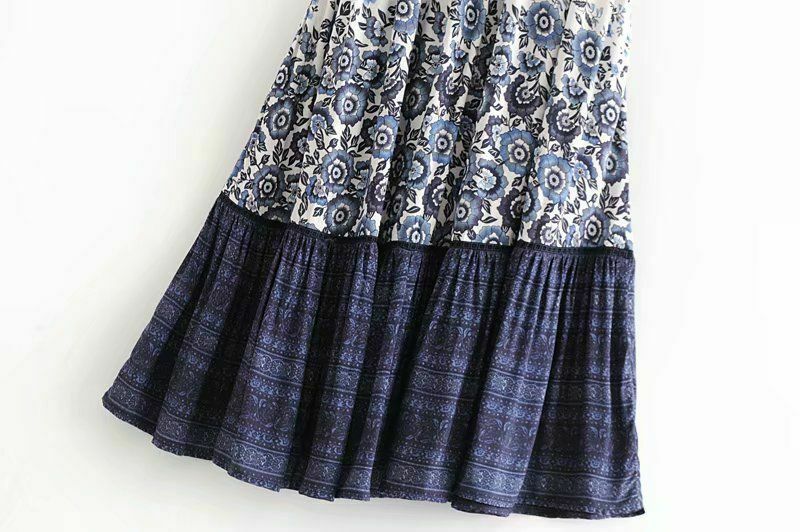 Women Vintage Bohemian Skirt Hippie Floral Print Tassel High Elastic Waist Maxi - Fresh Stock Dated February 2026