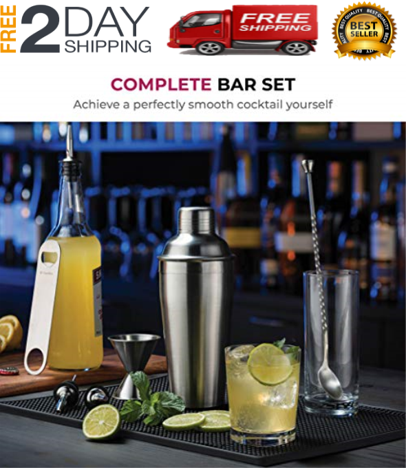 Set Para Preparar Y Mezclar Cocteles Vaso Mezclador,Cuchara Medidor Recetas-NEW - Fresh Stock Dated December 2025