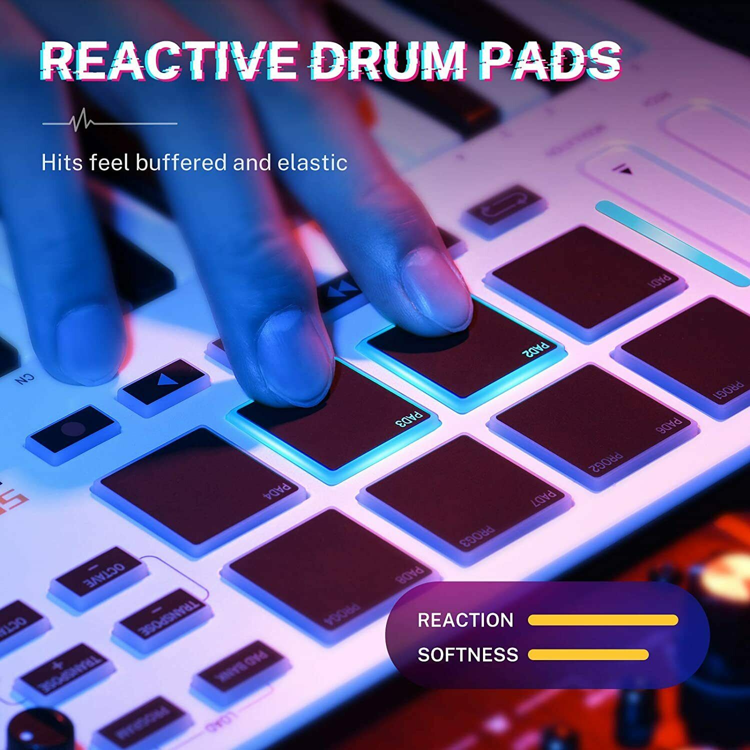 Donner Mini MIDI Keyboard Controller 25-Key with 8 Drum Pad Portable Light White - Fresh Stock Dated February 2026