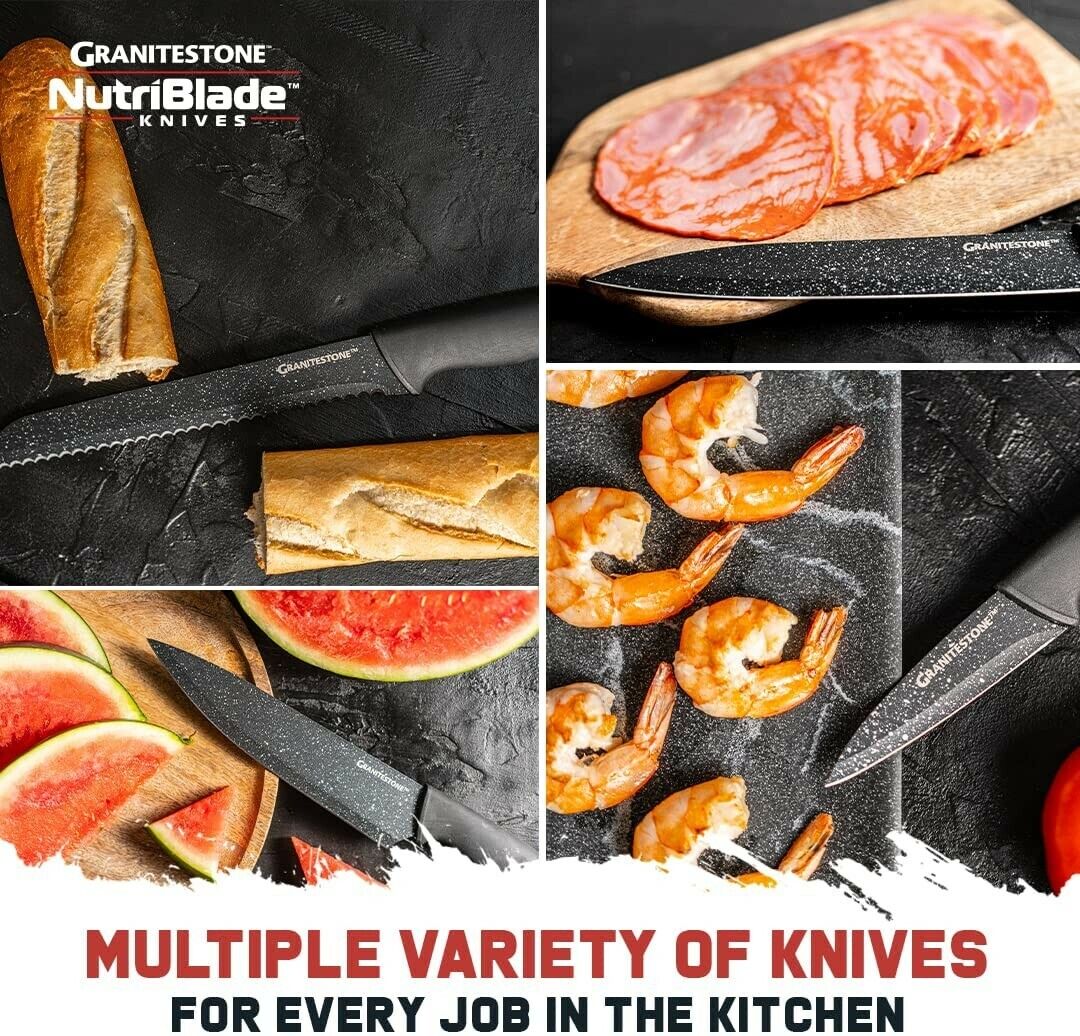 Granitestone NutriBlade 12 Piece Knife Set Nonstick High-Grade Stainless Blades - Fresh Stock Dated February 2026