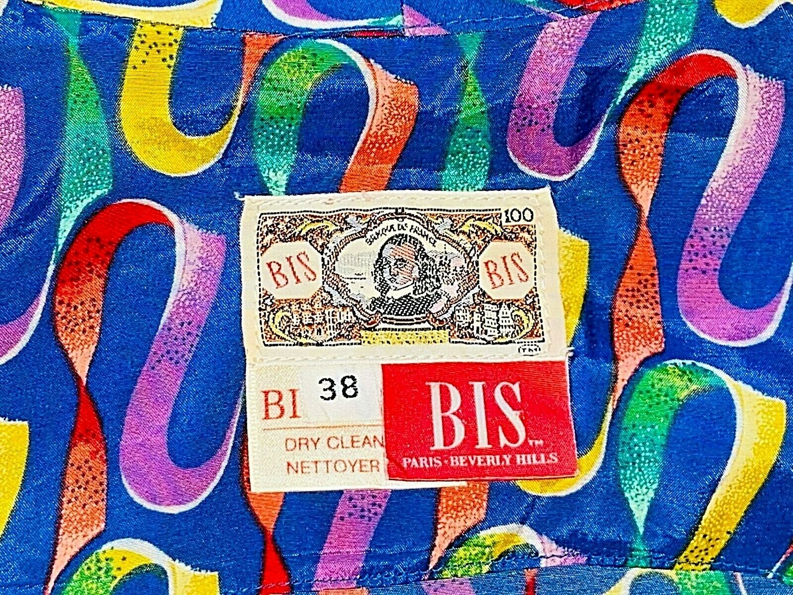 Vintage BIS Gene Ewing  ~  2 Piece Blouse & Skirt in Bright Abstract Print sz 38 - Fresh Stock Dated February 2026