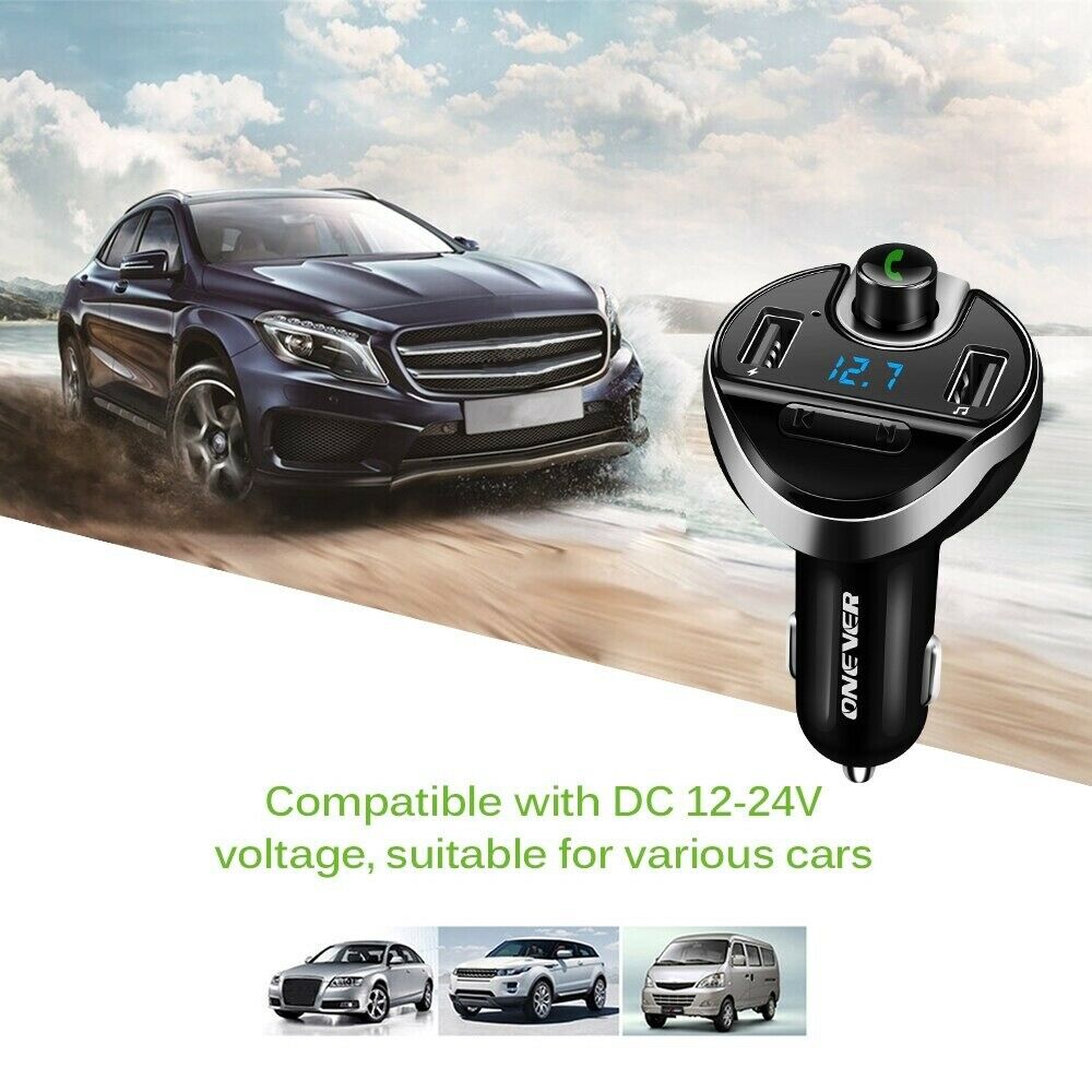 Bluetooth Music Player FM Transmitter Modulator Car Kit with 2.1A USB Car Charge - Fresh Stock Dated February 2026