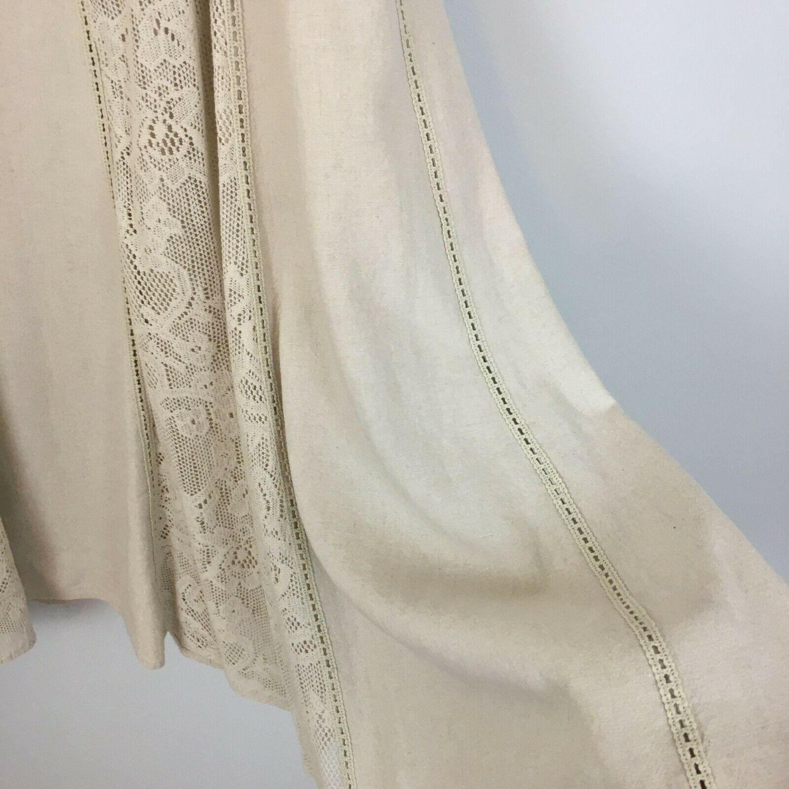 Coldwater Creek Skirt M Beige Linen Lace Lined Midi Cottagecore Full Peasant - Fresh Stock Dated February 2026