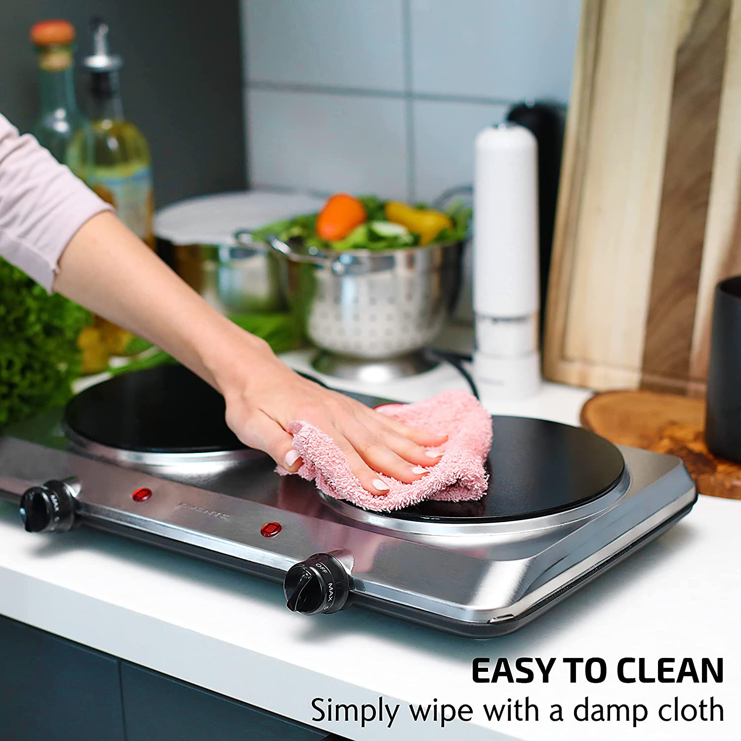 Electric Cooktop Burner Infrared Ceramic Glass Hot Plate 2 Two Cooking Stove - Fresh Stock Dated February 2026