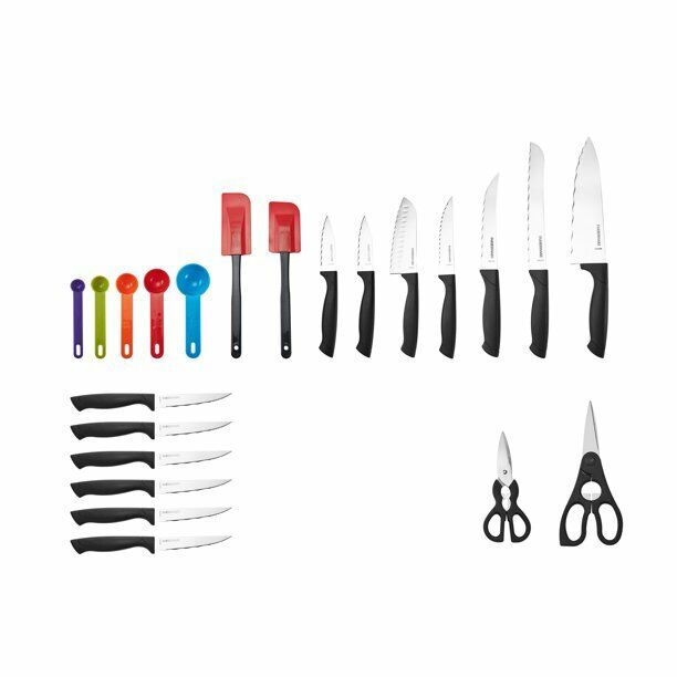 Knife Set, 23-Piece Kitchen Knife Set with Block Wooden Dishwasher Safe Cutlery - Fresh Stock Dated February 2026
