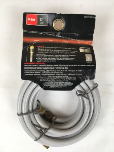 RCA DH12QCF Quad Shield RG6 12 Feet 3.6 Meter Coax Cable 3GHz HDTV Gold Plated - Fresh Stock Dated February 2026