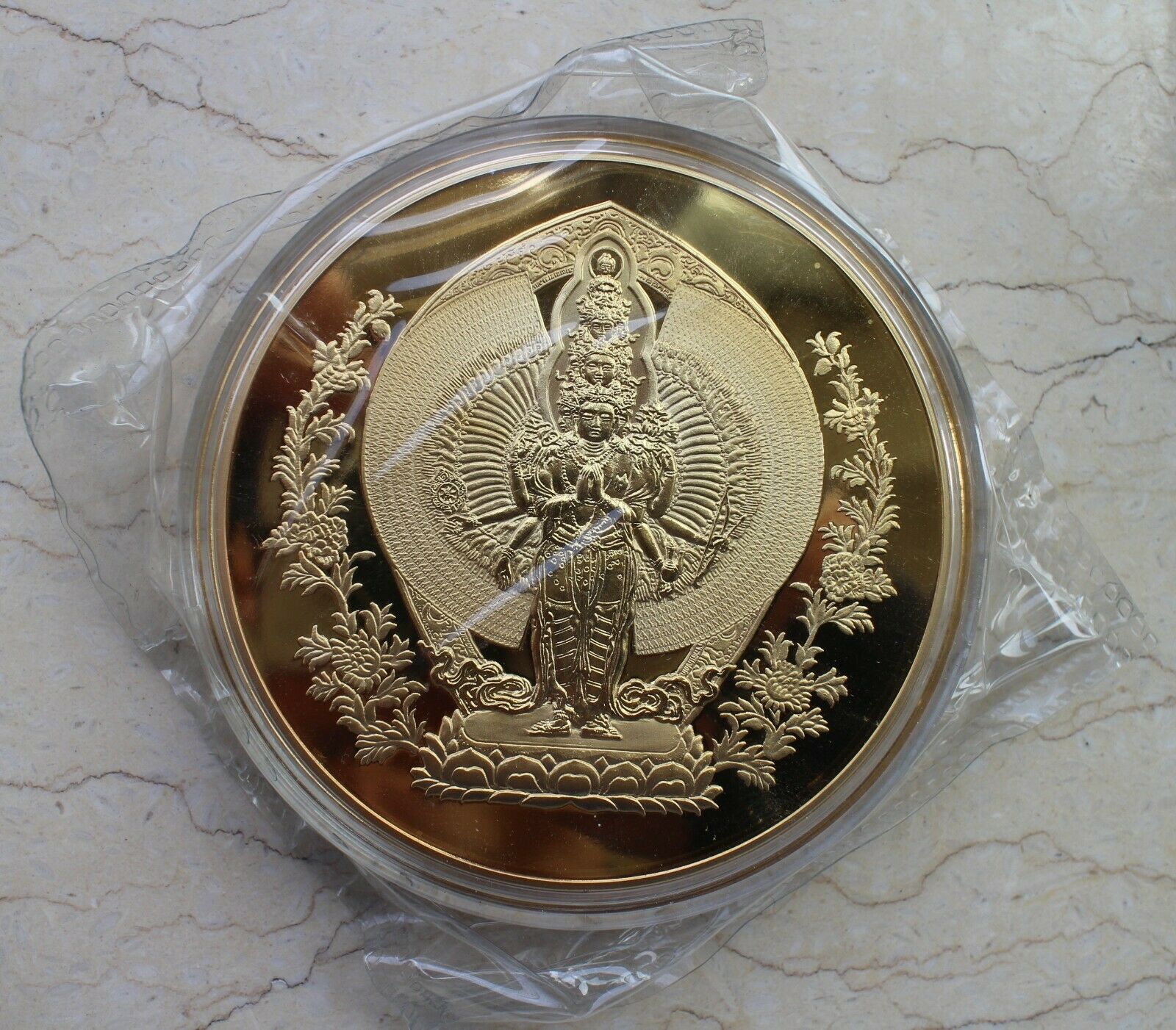 4 Pcs China 80mm Gilt Medals Set - Guanyin /Kuan-yin /Avalokitesvara Bodhisattva - Fresh Stock Dated February 2026