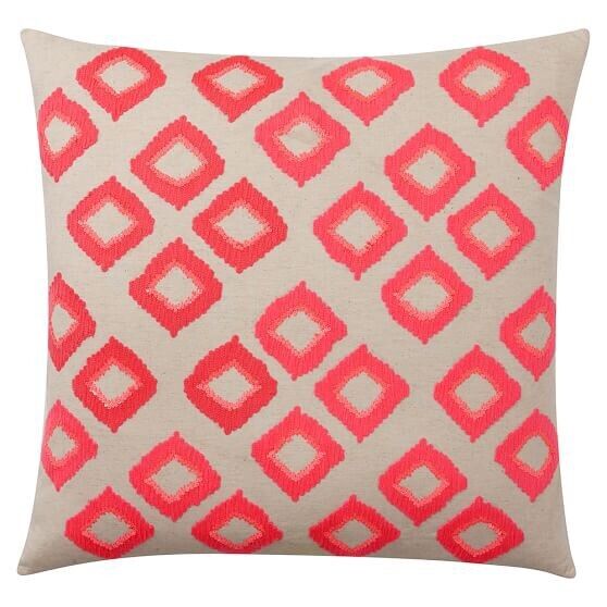 Pottery Barn PB Teen Diamond Sequin Euro Pillow 26” X 26” Cover - Neon Coral - Fresh Stock Dated February 2026