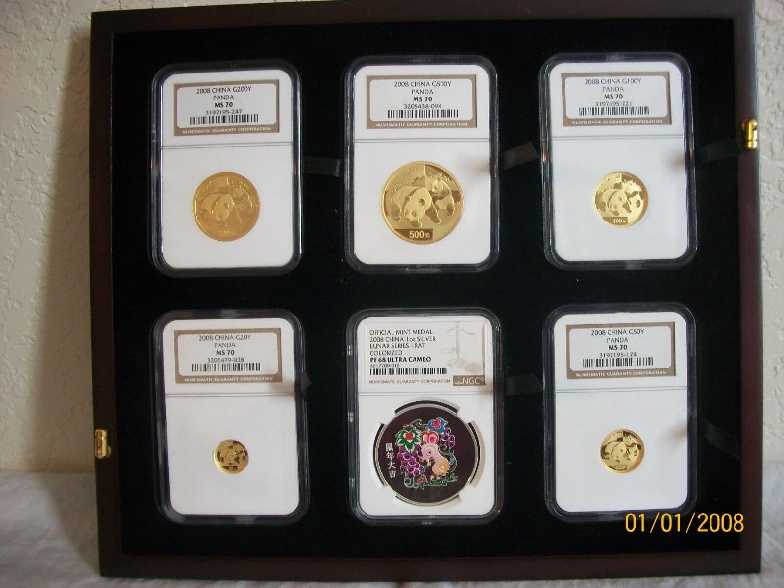 2008 CHINA GOLD PANDA prestige 6 coins SET+COA prfct NGC MS 70 pop 2 mintage 500 - Fresh Stock Dated February 2026