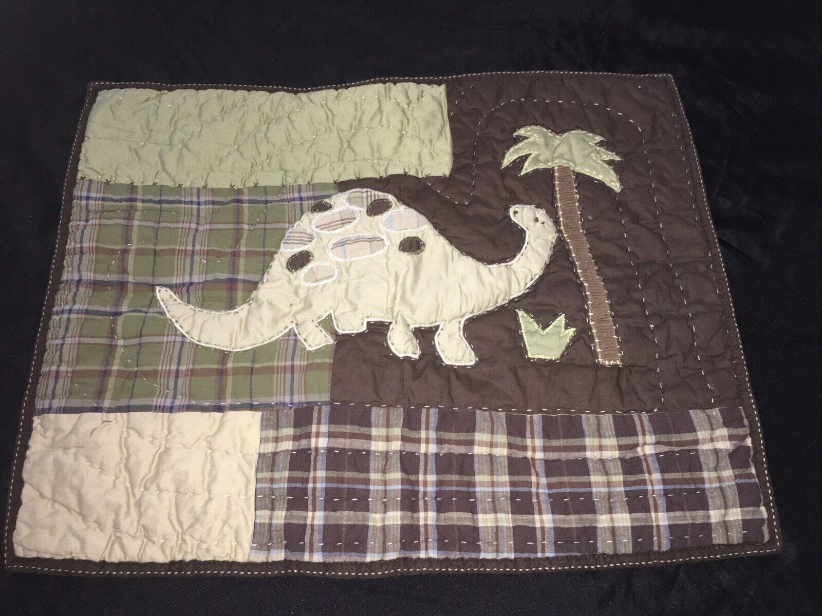 Pottery Barn Kids Madras Sham Standard Green 🦕 Dinosaur Tree Dino Brown Plaid - Fresh Stock Dated December 2025