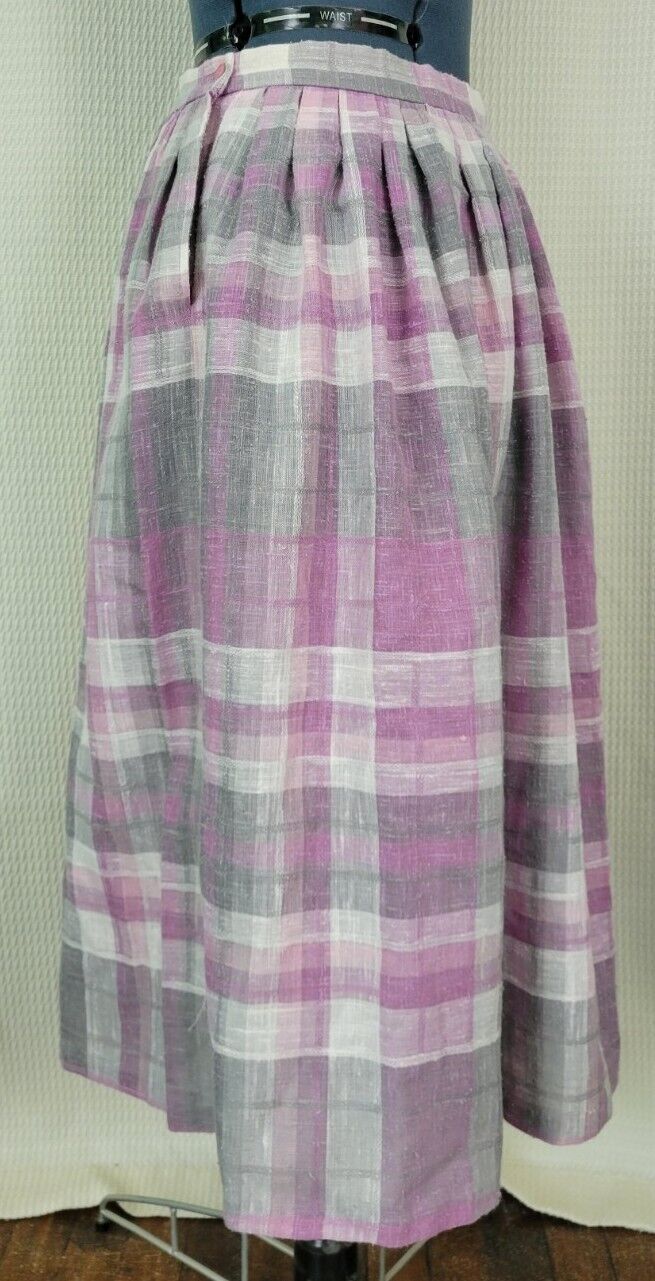 Vintage Purple/Grey/White Plaid Skirt - Fresh Stock Dated March 2026