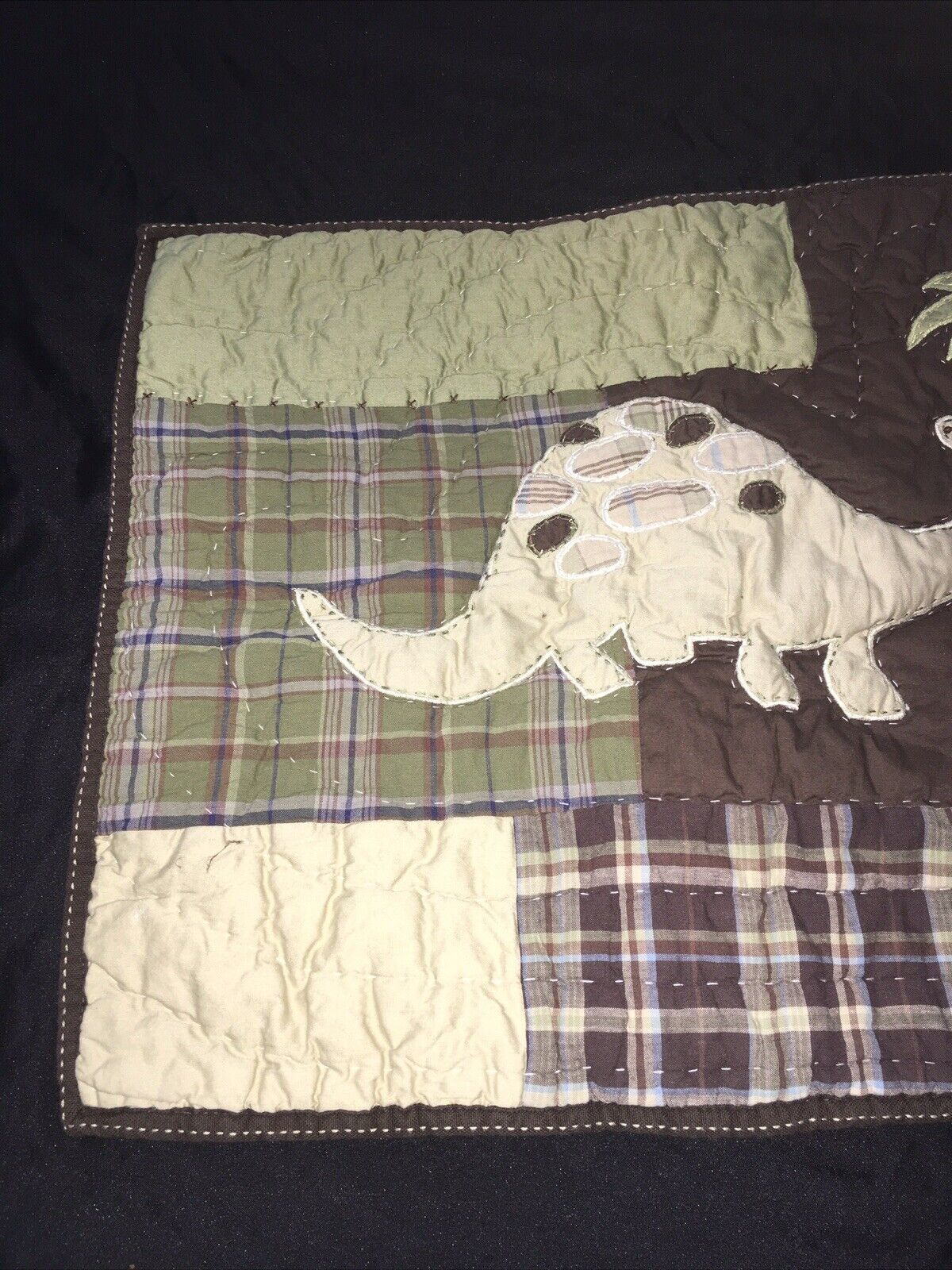 Pottery Barn Kids Madras Sham Standard Green 🦕 Dinosaur Tree Dino Brown Plaid - Fresh Stock Dated December 2025