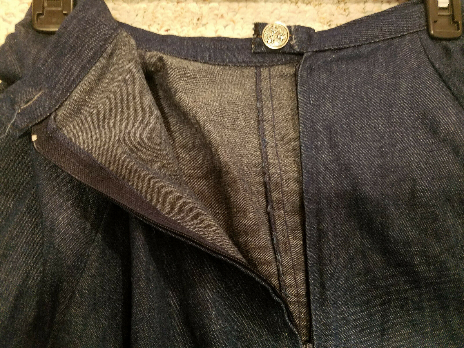 Vtg Faux Blue Jean Full Ruffled Boho Prairie Western Skirt 26