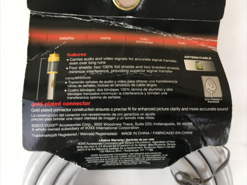 RCA DH12QCF Quad Shield RG6 12 Feet 3.6 Meter Coax Cable 3GHz HDTV Gold Plated - Fresh Stock Dated February 2026