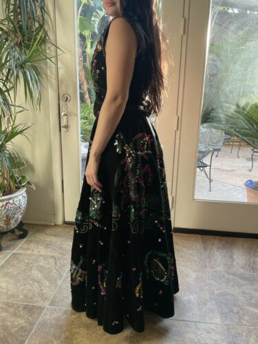 Vintage 1950s hand painted and sequined Mexican velvet 2 piece dress - Fresh Stock Dated March 2026