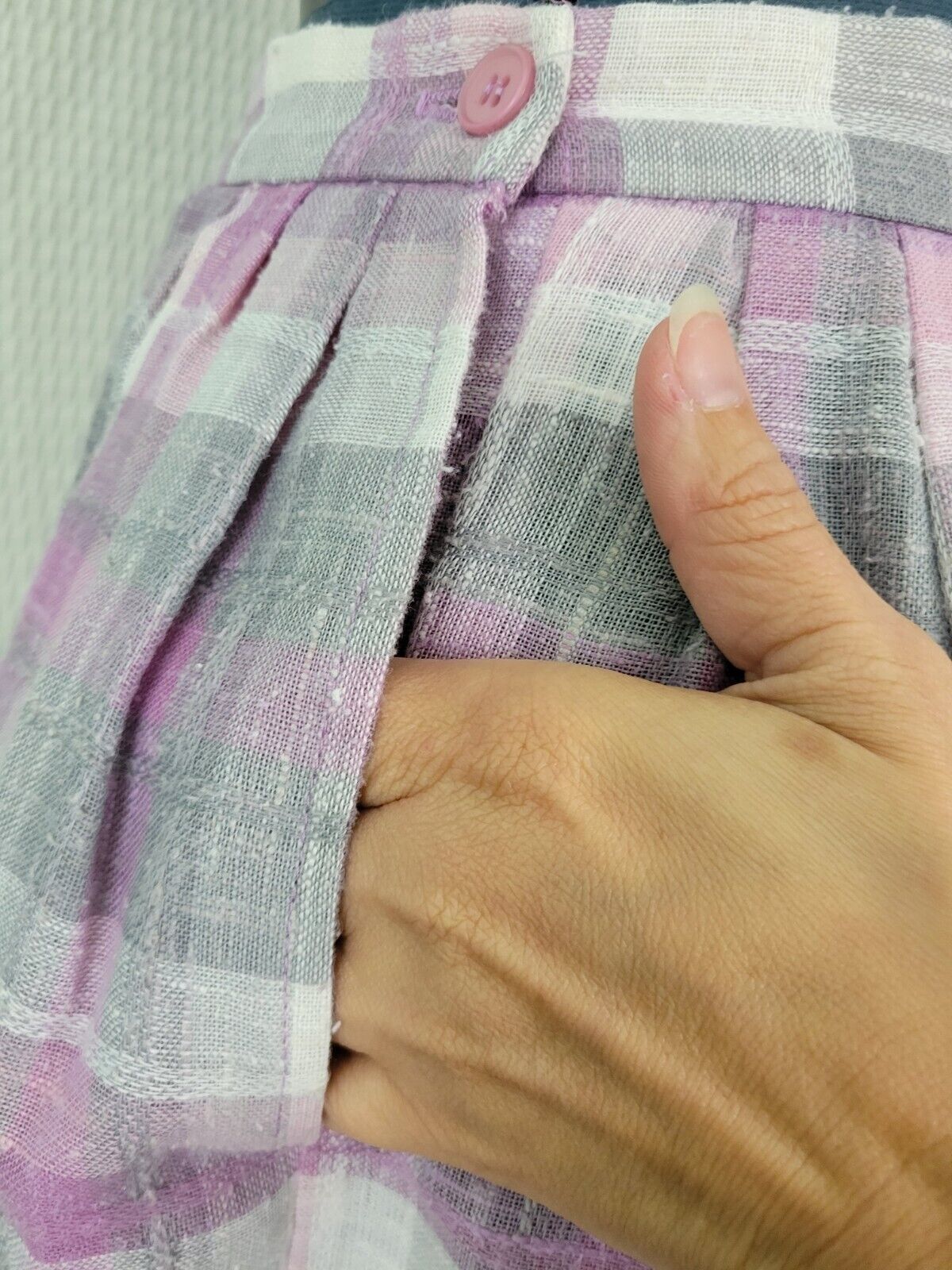 Vintage Purple/Grey/White Plaid Skirt - Fresh Stock Dated March 2026