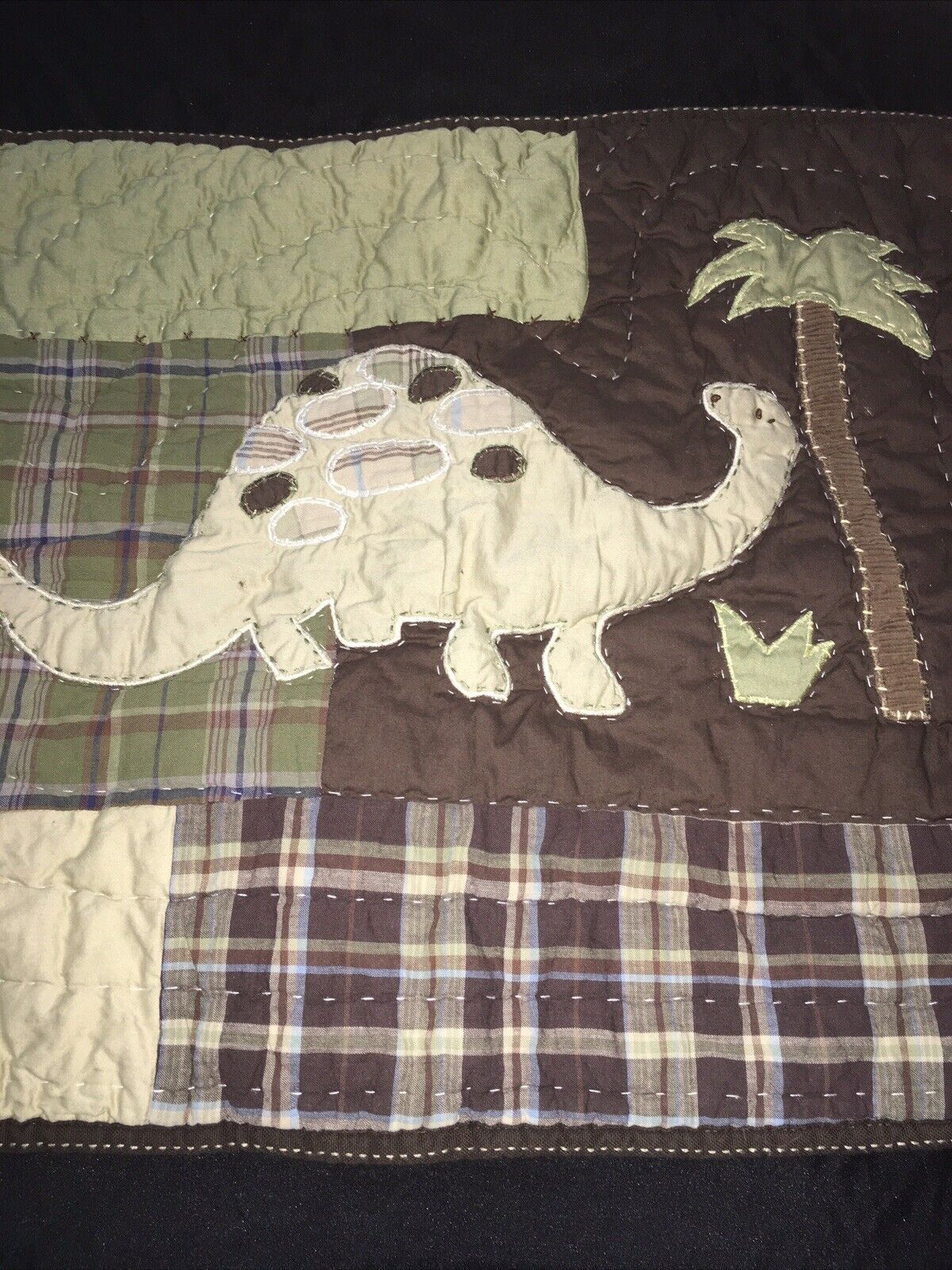 Pottery Barn Kids Madras Sham Standard Green 🦕 Dinosaur Tree Dino Brown Plaid - Fresh Stock Dated December 2025