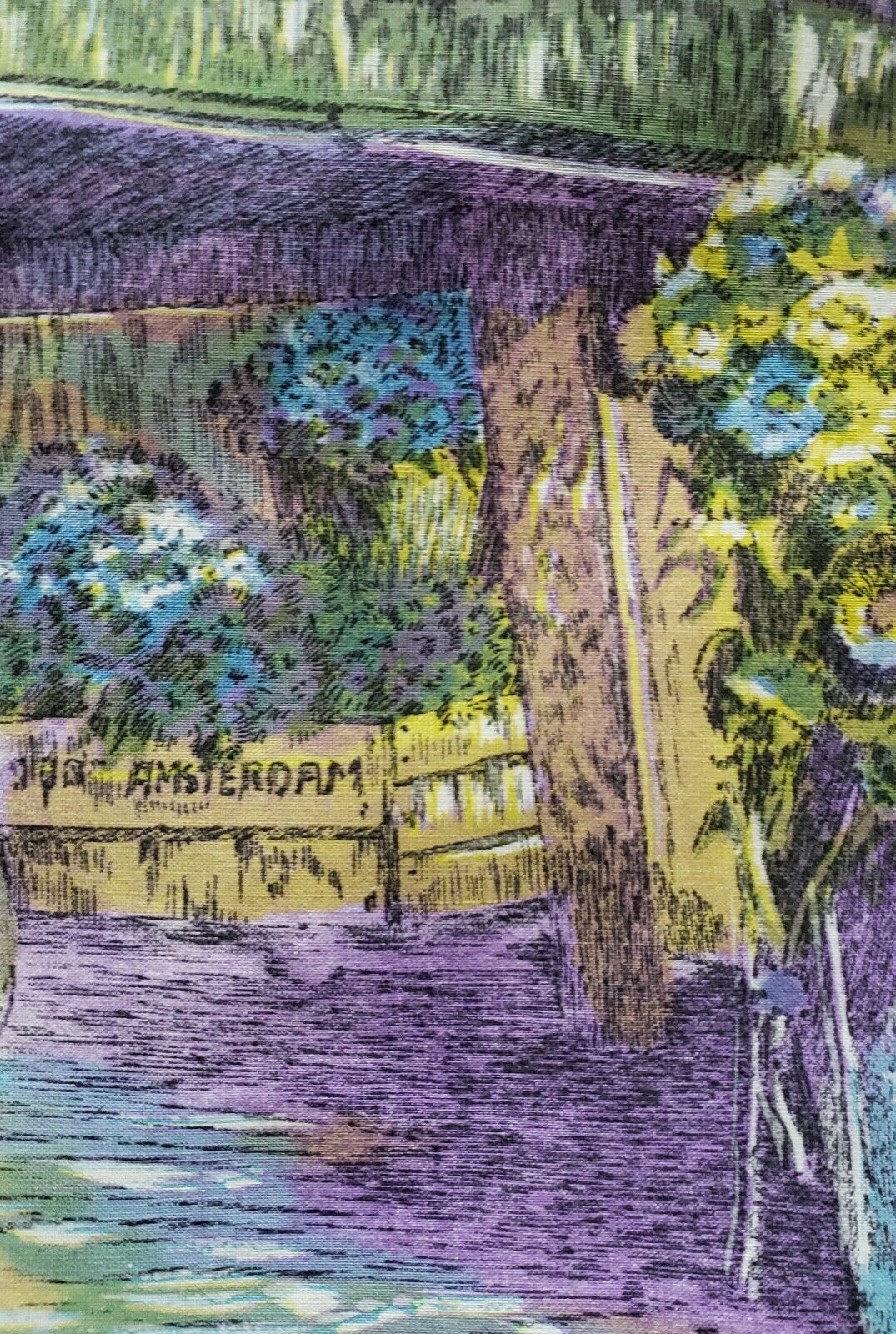 Vtg 50s Dutch Flower Market Cotton Novelty Border Print Full Skirt 27