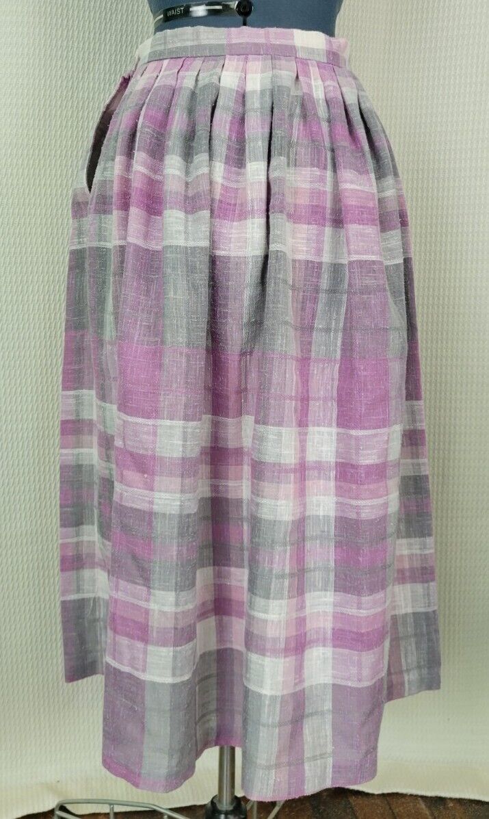 Vintage Purple/Grey/White Plaid Skirt - Fresh Stock Dated March 2026