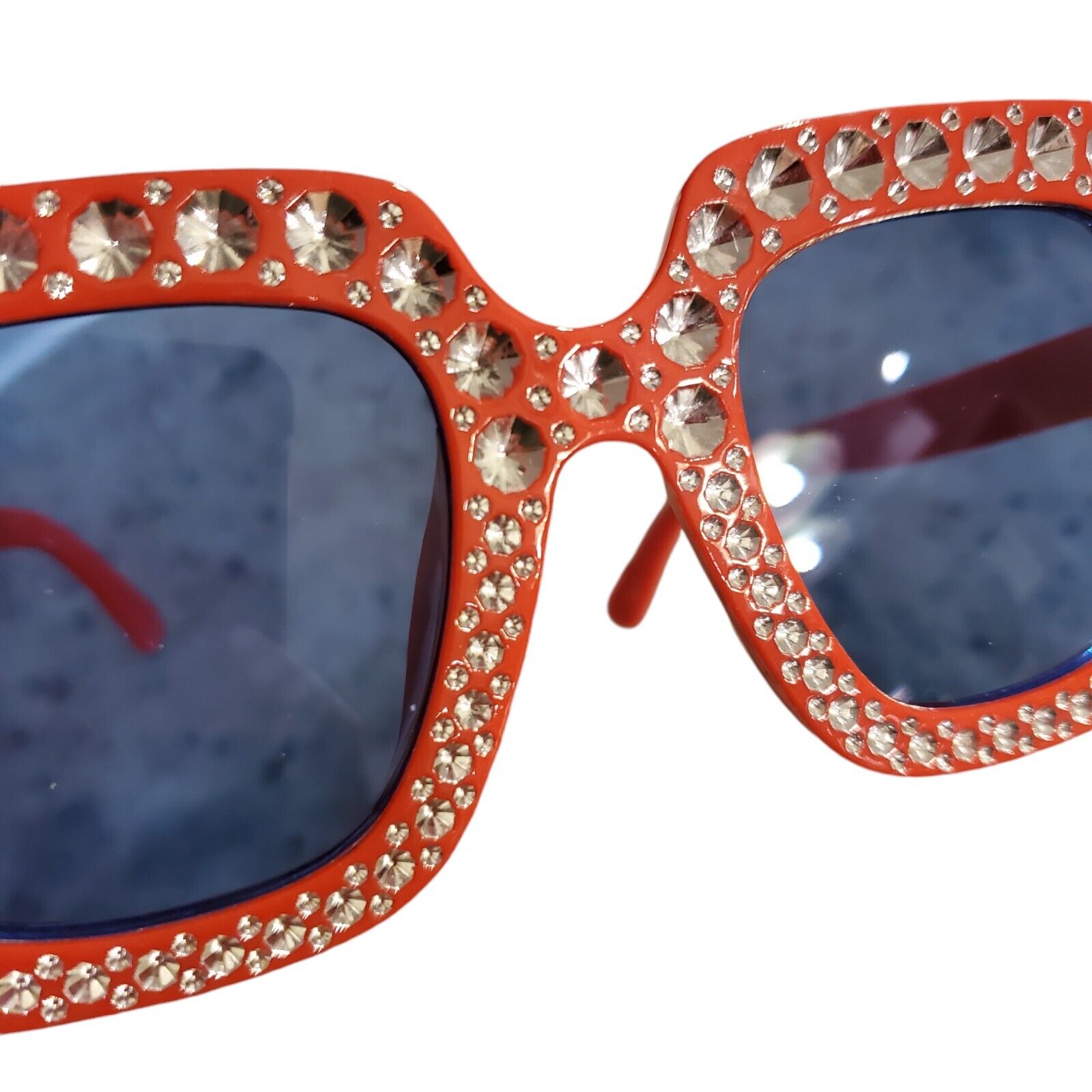 WAY TO CELEBRATE Patriotic Red Bling Costume Sunglasses Rhinestones W/Blue Lens - Fresh Stock Dated February 2026