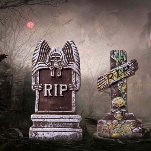 SUNYPLAY Halloween Foam RIP Graveyard Tombstones5 Pack,Lightweight Gravestone 12 - Fresh Stock Dated February 2026