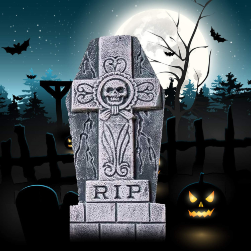 SUNYPLAY Halloween Foam RIP Graveyard Tombstones5 Pack,Lightweight Gravestone 12 - Fresh Stock Dated February 2026