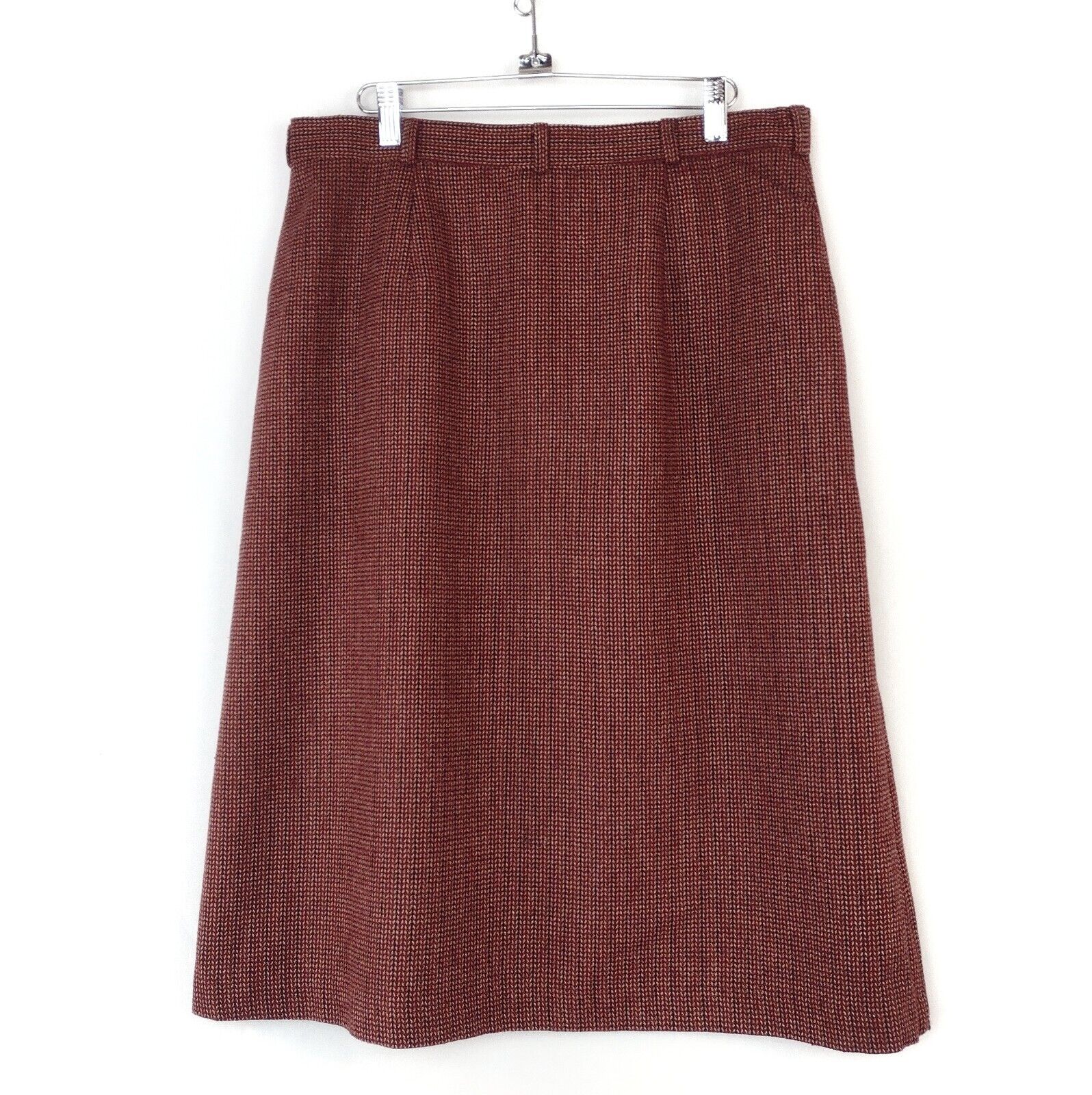 Vintage Burgundy Check Wool Blend Button Front A Line Skirt W 34 Large - Fresh Stock Dated March 2026