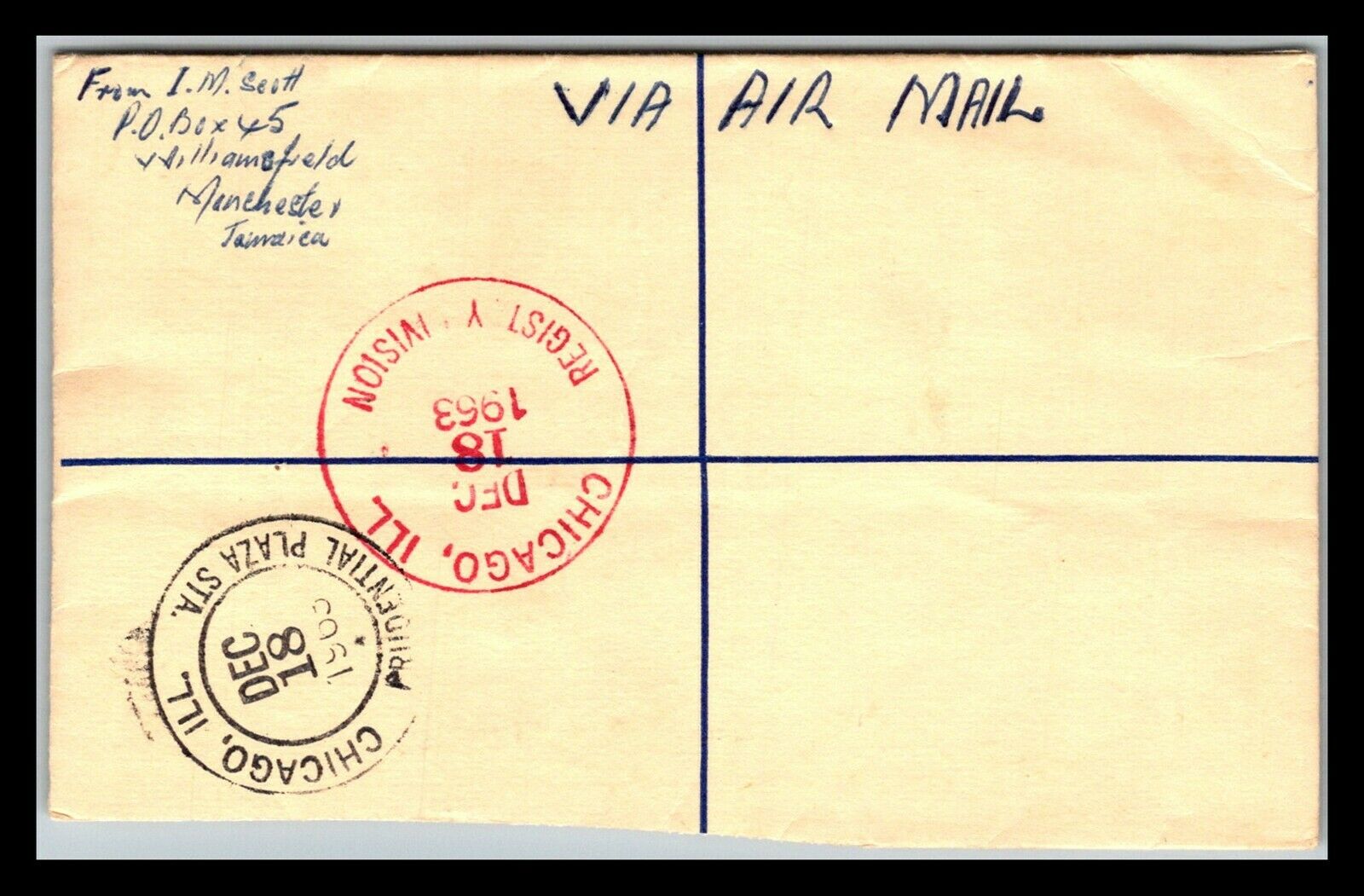 GP GOLDPATH: JAMAICA POSTAL STATIONARY 1963 AIR MAIL REGISTERED LETTER_CV726_P20 - Fresh Stock Dated February 2026
