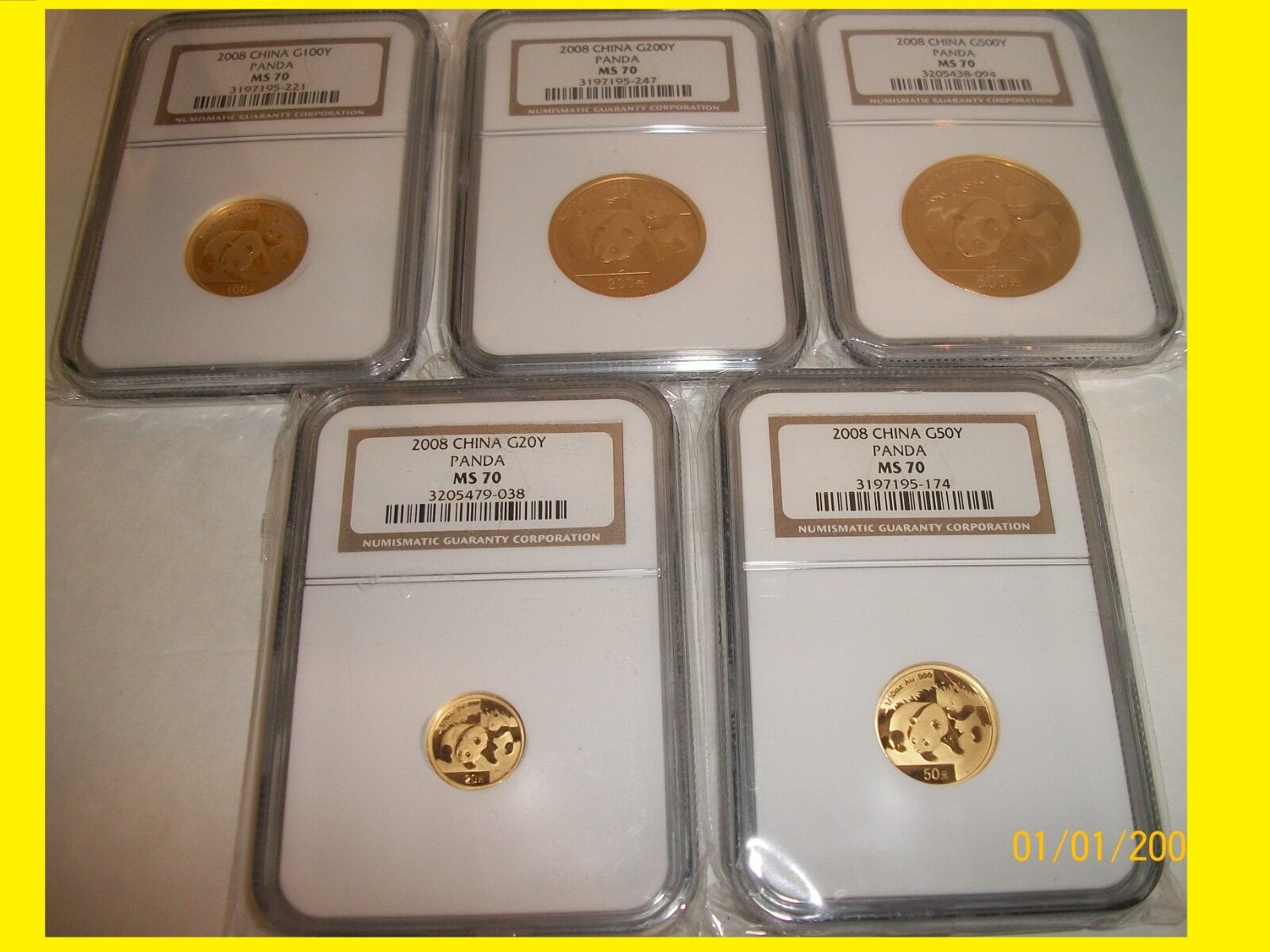 2008 CHINA GOLD PANDA prestige 6 coins SET+COA prfct NGC MS 70 pop 2 mintage 500 - Fresh Stock Dated February 2026