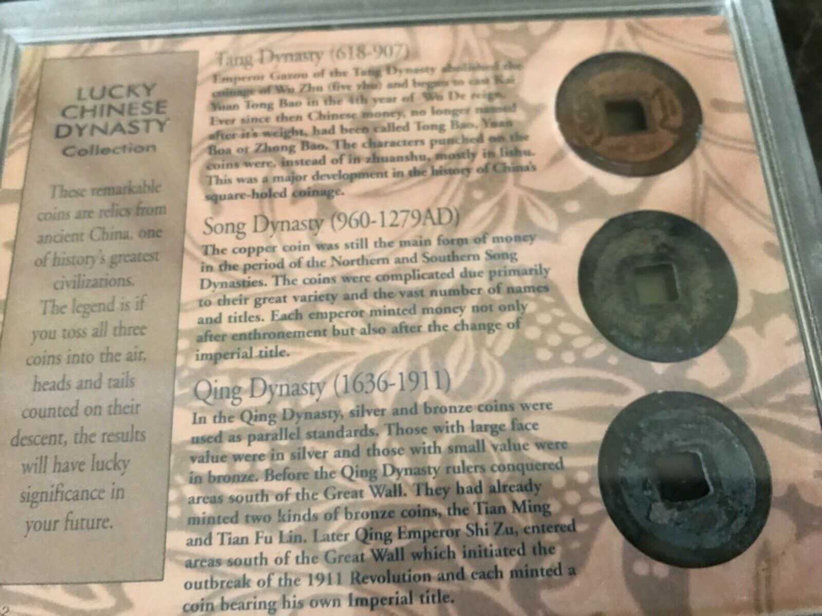 Lucky Chinese Dynasty Collection- Set of 3 Coins- Tang, Song, Qing - Fresh Stock Dated February 2026